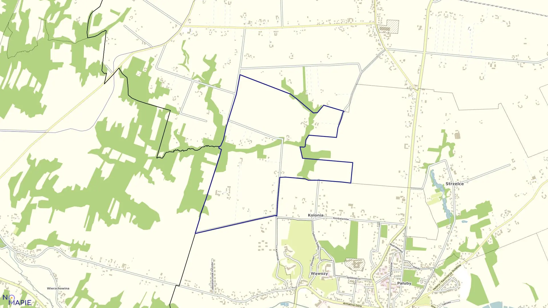 Mapa obrębu CHRUSZCZÓW-KOLONIA w gminie Nałęczów