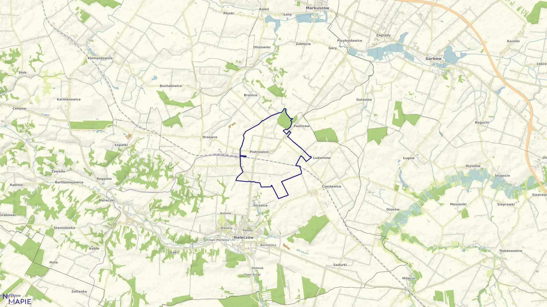 Mapa obrębu PIOTROWICE w gminie Nałęczów